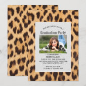 Girly Chic Leopard Print Afstudeerfeest Kaart (Voorkant / Achterkant)