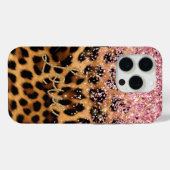 Girly Chic Leopard Roze Goud Glitter Liefde Case-Mate iPhone Case (Achterkant (horizontaal))
