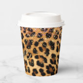 Girly Chic Leopard Roze Goud Glitter Liefde Papieren Bekers (Links)