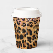 Girly Chic Leopard Roze Goud Glitter Liefde Papieren Bekers (Rechts)