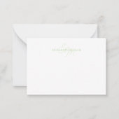 Girly Chic Licht Groen Script Monogram Notitiekaartje (Voorkant)