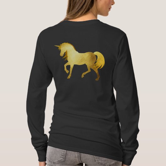 Girly & Chic Luxury Gold Foil Unicorn - Gepersonal T-shirt (Achterkant)