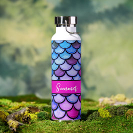Girly Chic Magenta Paarse Blauwe Zeemeermin Schale Waterfles