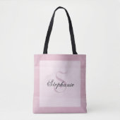 Girly Chic Mauve Blush Pink Grey Monogram & Naam Tote Bag (Voorkant)
