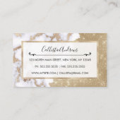 Girly Chic Modern Glam Gold Glitter Marmeren Patro Visitekaartje (Achterkant)