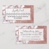 Girly Chic Modern Roos Gold Glitter Marble Pattern Klantenkaartje (Voorkant / Achterkant)