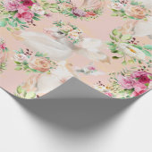 Girly Chic Modern Waterverf Floral Unicorn Cadeaupapier (Hoek)