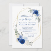 Girly Chic Navy Blauw Bloemen Verrassing Verjaarda Kaart (Voorkant)