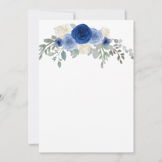 Girly Chic Navy Blue Floral 75th Birthday Kaart (Achterkant)