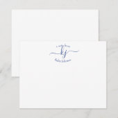 Girly Chic Navy White 2 Monogram Name Note Kaart (Voorkant / Achterkant)