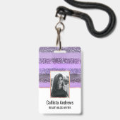 Girly Chic Paars Paint Glitter Brusstrekes Badge (Voorzijde met lanyard)