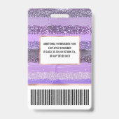 Girly Chic Paars Paint Glitter Brusstrekes Badge (Achterkant)