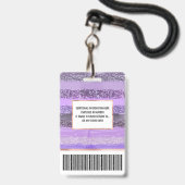 Girly Chic Paars Paint Glitter Brusstrekes Badge (Achterkant met lanyard)