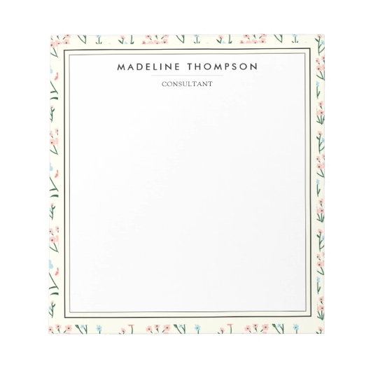 Girly Chic Pastel Pink Blue Flowers Pattern Notitieblok (Voorkant)