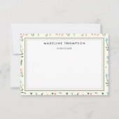 Girly Chic Pastel Pink Blue Flowers Pattern Notitiekaartje (Voorkant)