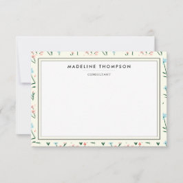 Girly Chic Pastel Pink Blue Flowers Pattern Notitiekaartje