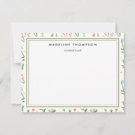 Girly Chic Pastel Pink Blue Flowers Pattern Notitiekaartje