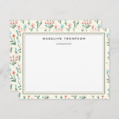 Girly Chic Pastel Pink Blue Flowers Pattern Notitiekaartje (Voorkant / Achterkant)