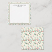 Girly Chic Pastel Pink Blue Flowers Pattern Square Notitiekaartje (Voorkant / Achterkant)