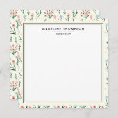 Girly Chic Pastel Pink Blue Flowers Pattern Square Notitiekaartje (Voorkant / Achterkant)