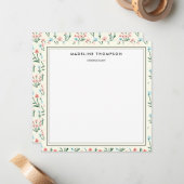 Girly Chic Pastel Pink Blue Flowers Pattern Square Notitiekaartje (Voorkant / Achterkant in situ)