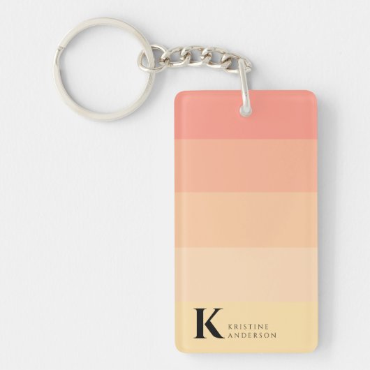 Girly Chic Peach Ombre Classic Monogram Sleutelhanger (Voorkant)