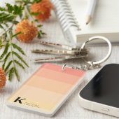 Girly Chic Peach Ombre Classic Monogram Sleutelhanger (Voorkant Rechts)