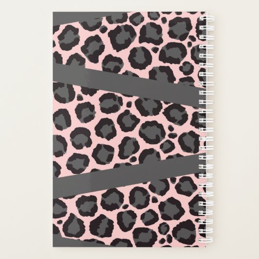 Girly Chic Pink Black Grey Leopard Cheetah Print Planner (Achterkant)