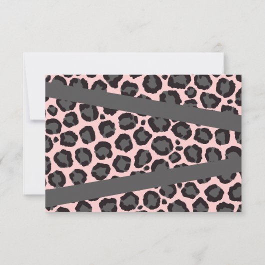 Girly Chic Pink Black Grey Leopard Cheetah Print Save The Date (Achterkant)