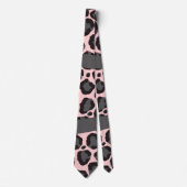 Girly Chic Pink Black Grey Leopard Cheetah Print Stropdas (Voorkant)