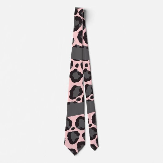Girly Chic Pink Black Grey Leopard Cheetah Print Stropdas (Voorkant)