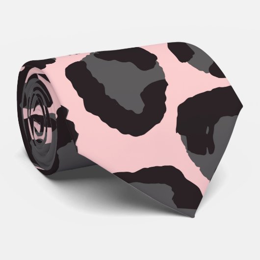Girly Chic Pink Black Grey Leopard Cheetah Print Stropdas (Opgerold)