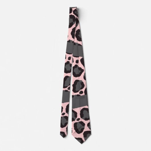 Girly Chic Pink Black Grey Leopard Cheetah Print Stropdas (Achterkant)