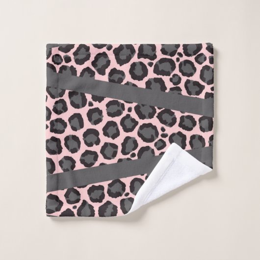 Girly Chic Pink Black Grey Leopard Cheetah Print Washandje (Wasdoekje)