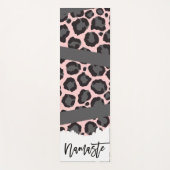 Girly Chic Pink Black Grey Leopard Cheetah Print Yogamat (Voorkant)