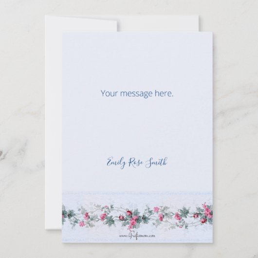 Girly Chic Pink en Blue Rozen Notitiekaartje (Achterkant)