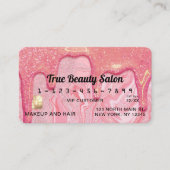 Girly Chic Pink Glitter Marble Drips Credit Visitekaartje (Voorkant)