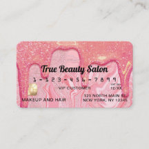 Girly Chic Pink Glitter Marble Drips Credit