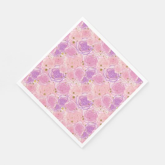 Girly Chic Pink Glitter Rozen Servet (Hoek)