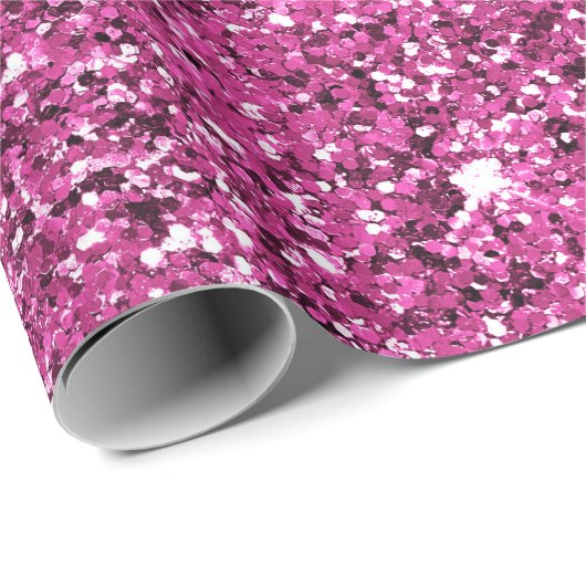 Girly Chic Pink Glitter Verjaardag Cadeaupapier (Rol Hoek)