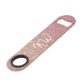 Girly Chic Pink Gold Glitter Ombre Monogram Speed Flessenopener (Voorkant Gekanteld)