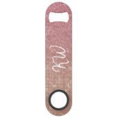 Girly Chic Pink Gold Glitter Ombre Monogram Speed Flessenopener (Voorkant)