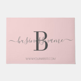 Girly Chic Pink Monogram Custom Business Logo Deurmat