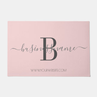 Girly Chic Pink Monogram Custom Business Logo Deurmat