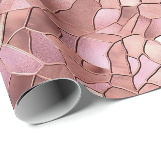 Girly Chic Pink Rose Gold Abstract Cadeaupapier (Rol Hoek)