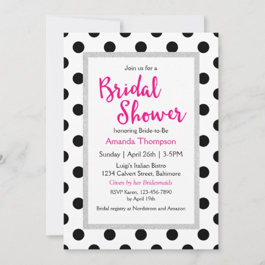 Girly Chic Polka Dots en Hot Pink Vrijgezellenfees Kaart (Voorkant)