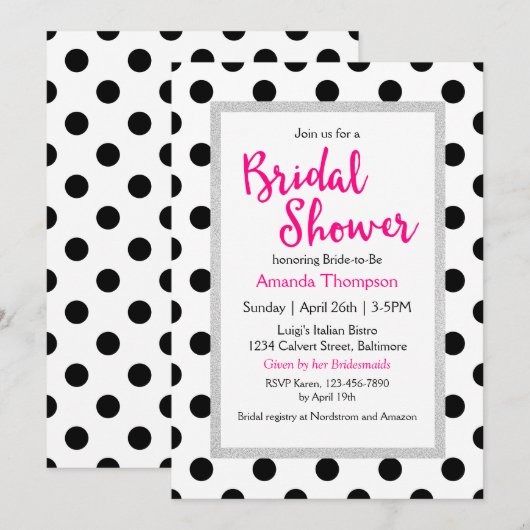 Girly Chic Polka Dots en Hot Pink Vrijgezellenfees Kaart (Voorkant / Achterkant)