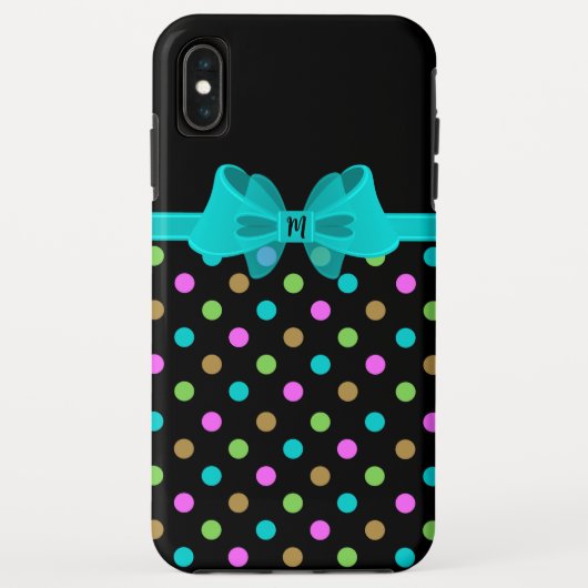 Girly Chic Polka Dots Monogram Case-Mate iPhone Case (Achterkant)