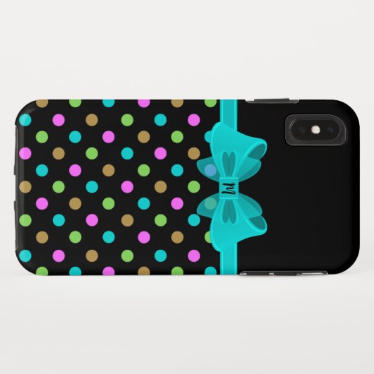 Girly Chic Polka Dots Monogram Case-Mate iPhone Case (Achterkant (horizontaal))