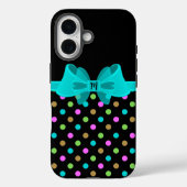 Girly Chic Retro Polka Dots Coquette Bow Monogram Case-Mate iPhone Case (Achterkant)